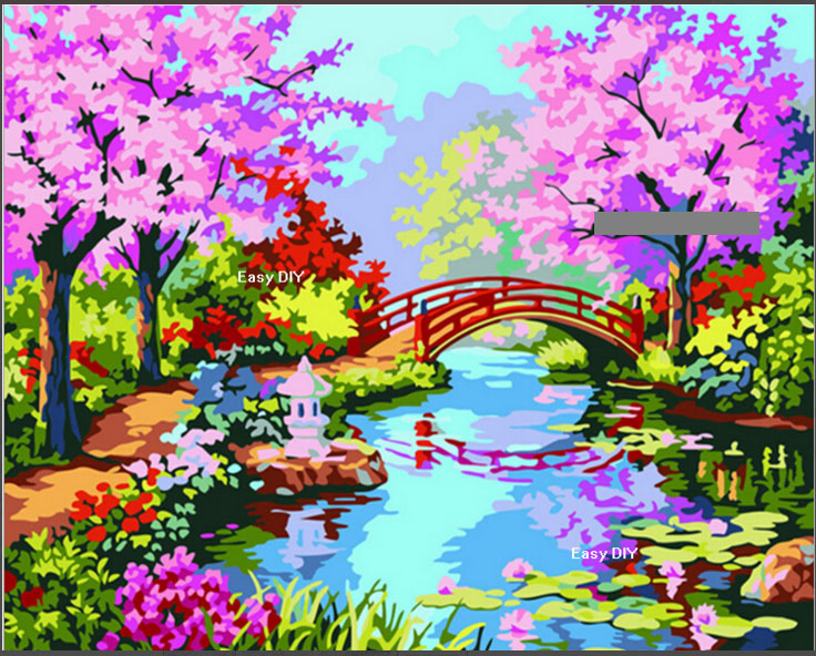 ภาพสีน้ำวิวสวนสวย