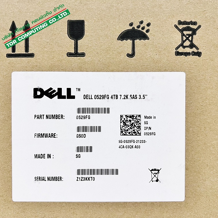 Dell 0529FG 4TB 7.2K 6G 3.5" SAS HDD 9ZM270-150 / ST4000NM0023 for R610 R620 R630 R720 R730, MD3800f, NX3230