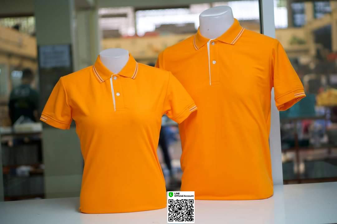 PLEN POLO เสื้อโปโล เสื้อคอปก เสื้อยูนิฟอร์ม ส้มขลิบปกเล็ก