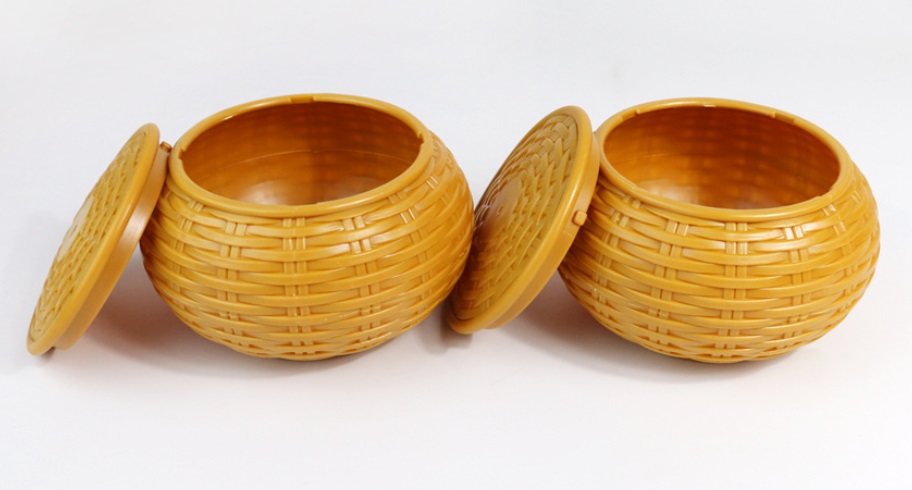 โถหมากล้อมพลาสติกลายหวาย (2ใบ)