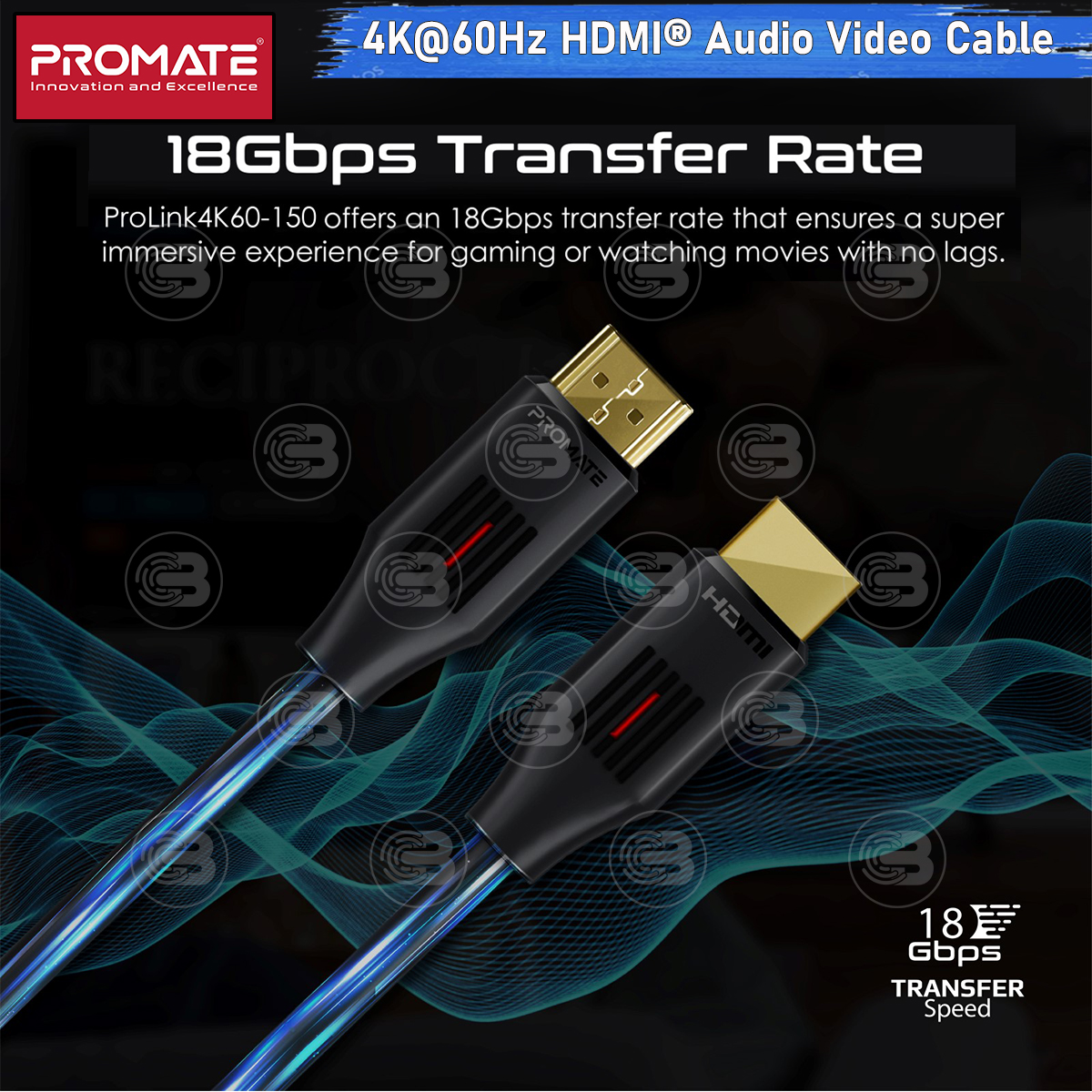 [CoolBlasterThai] PROMATE HDMI To HDMI 4K@60Hz 1.5M (PROLINK4K60-150) (2Y Warranty)
