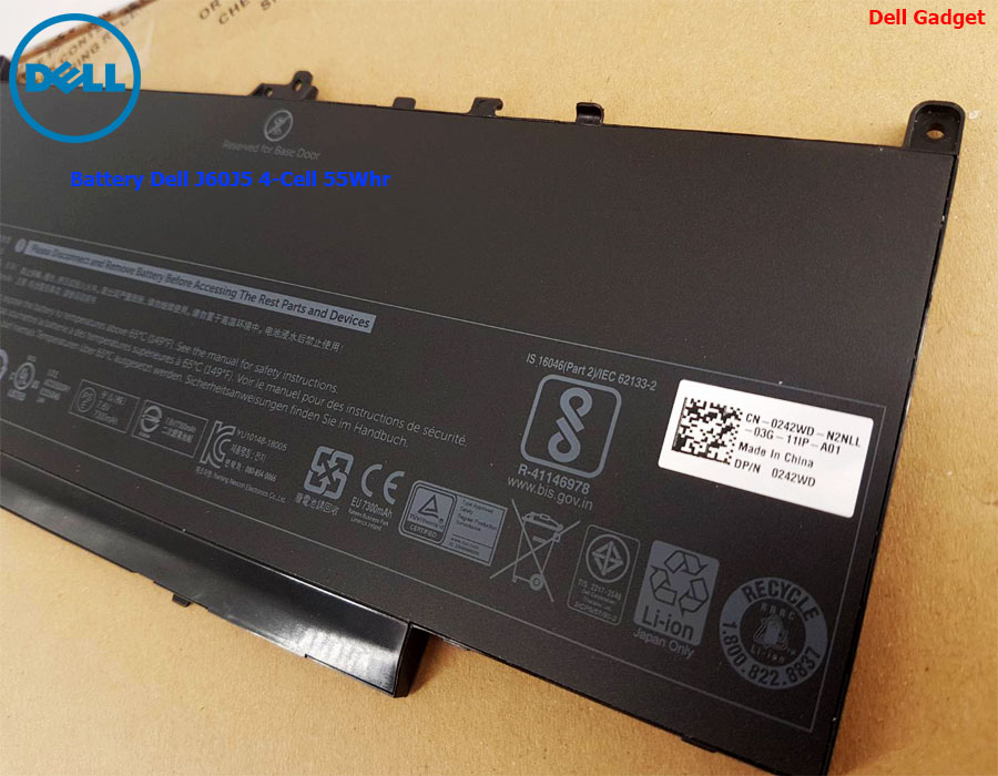 Battery Dell Latitude E7270, 4-Cell, 55Whr แบตเตอรี่ J60J5 ของแท้รับประกันศูนย์ Dell Thailand On-site Service