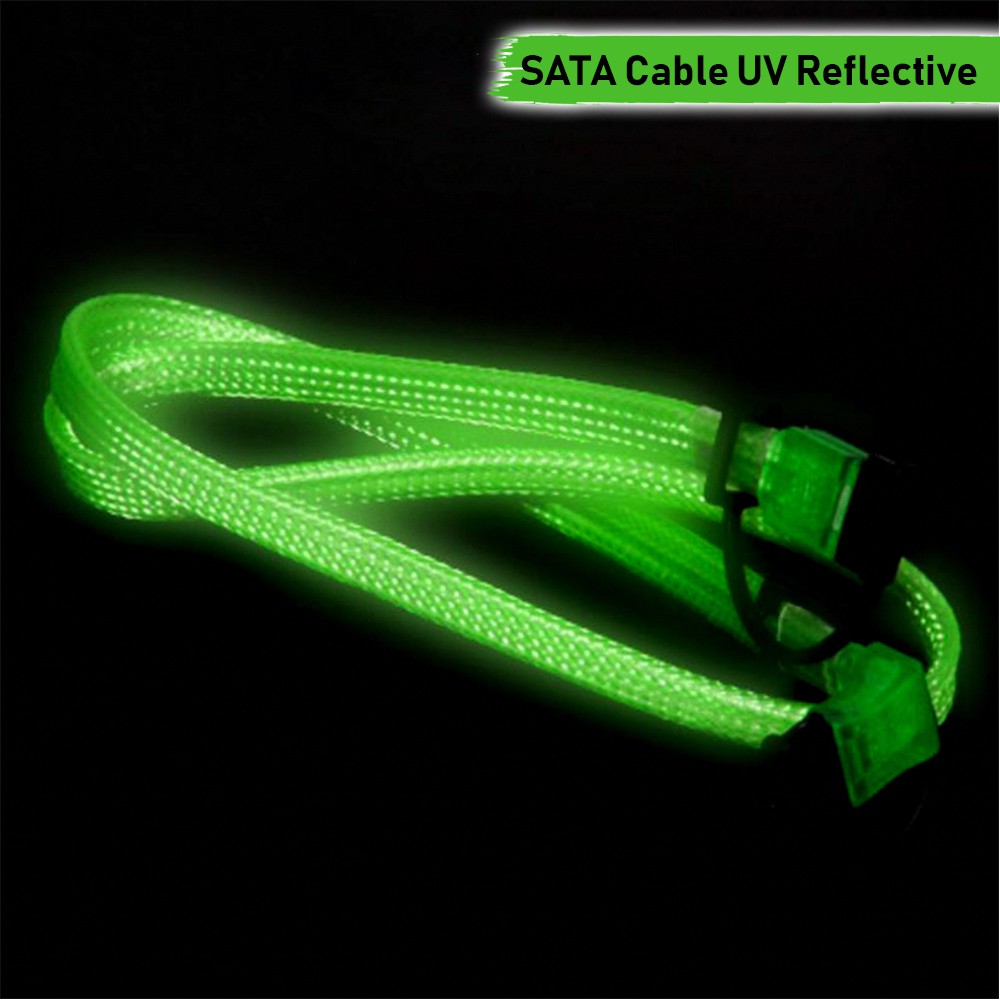 [CoolBlasterThai] VIZO SATA Cable UV Green Reflective 90-180 Degrees