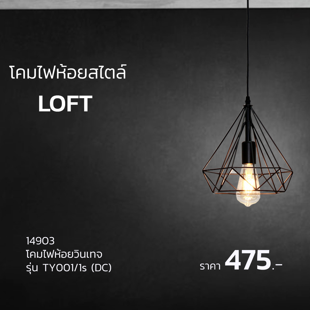 โคมห้อยวินเทจ TY001/1S (LOFT) DC