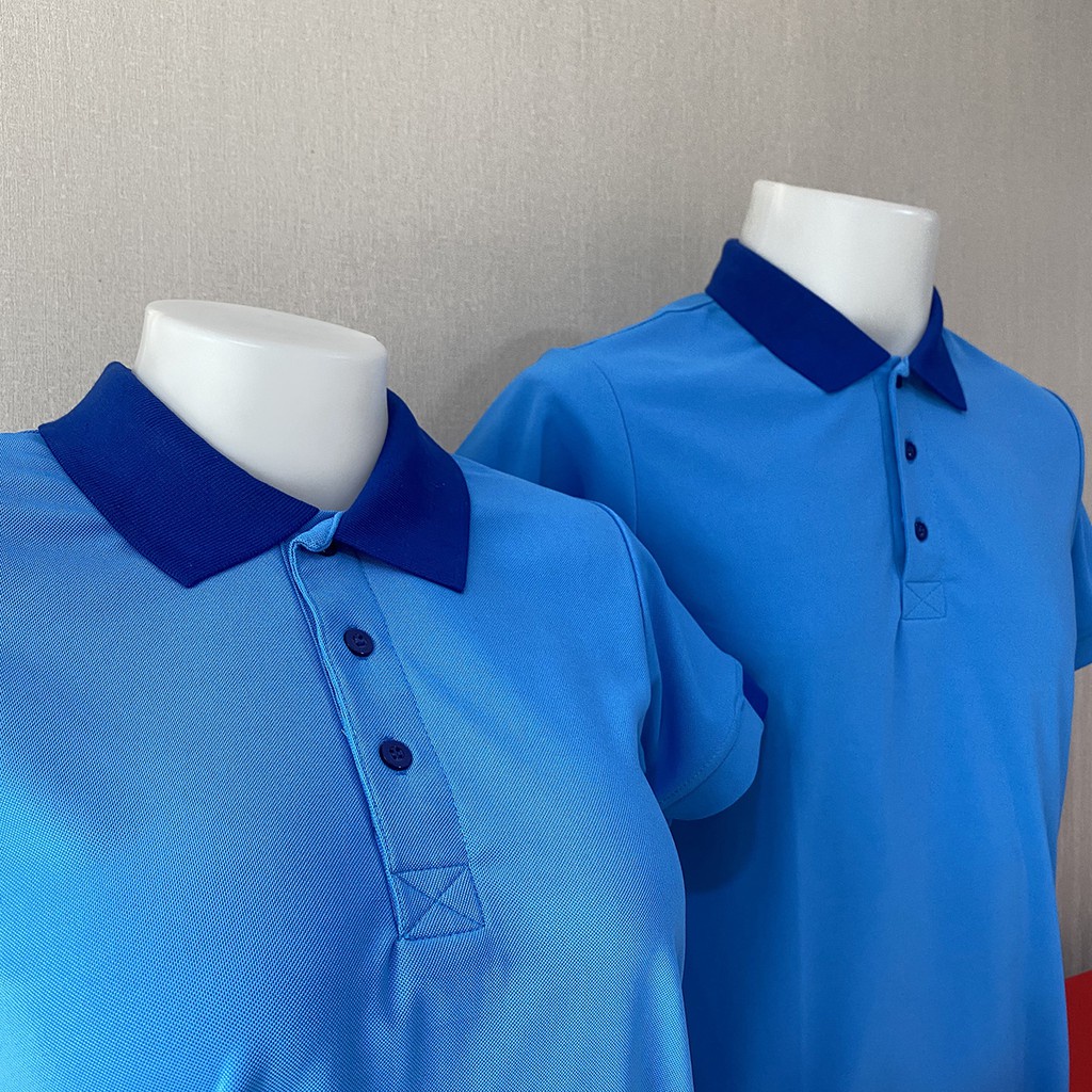 MP3 POLO เสื้อโปโล เสื้อคอกปก เสื้อยูนิฟอร์ม ฟ้าเข้มปกน้ำเงิน
