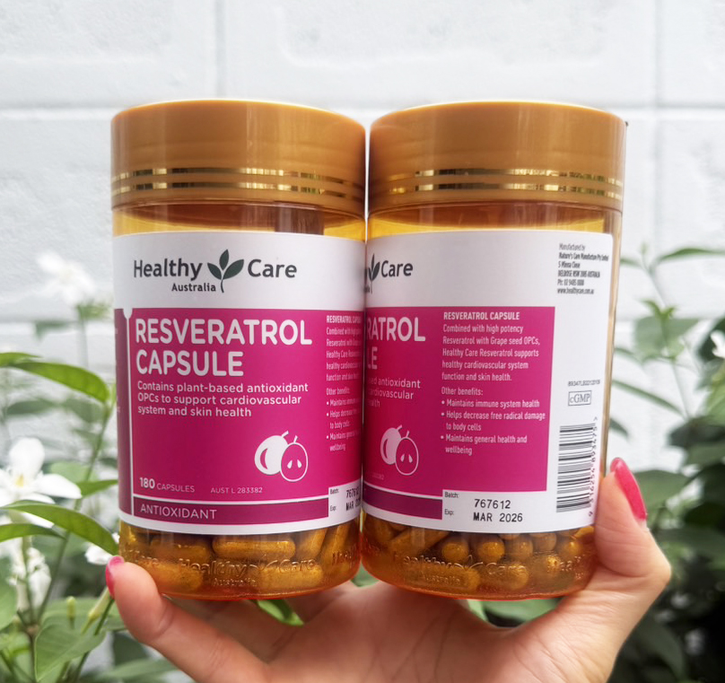 อาหารเสริมบำรุงผิว Healthy Care Resveratrol 180 แคปซูล