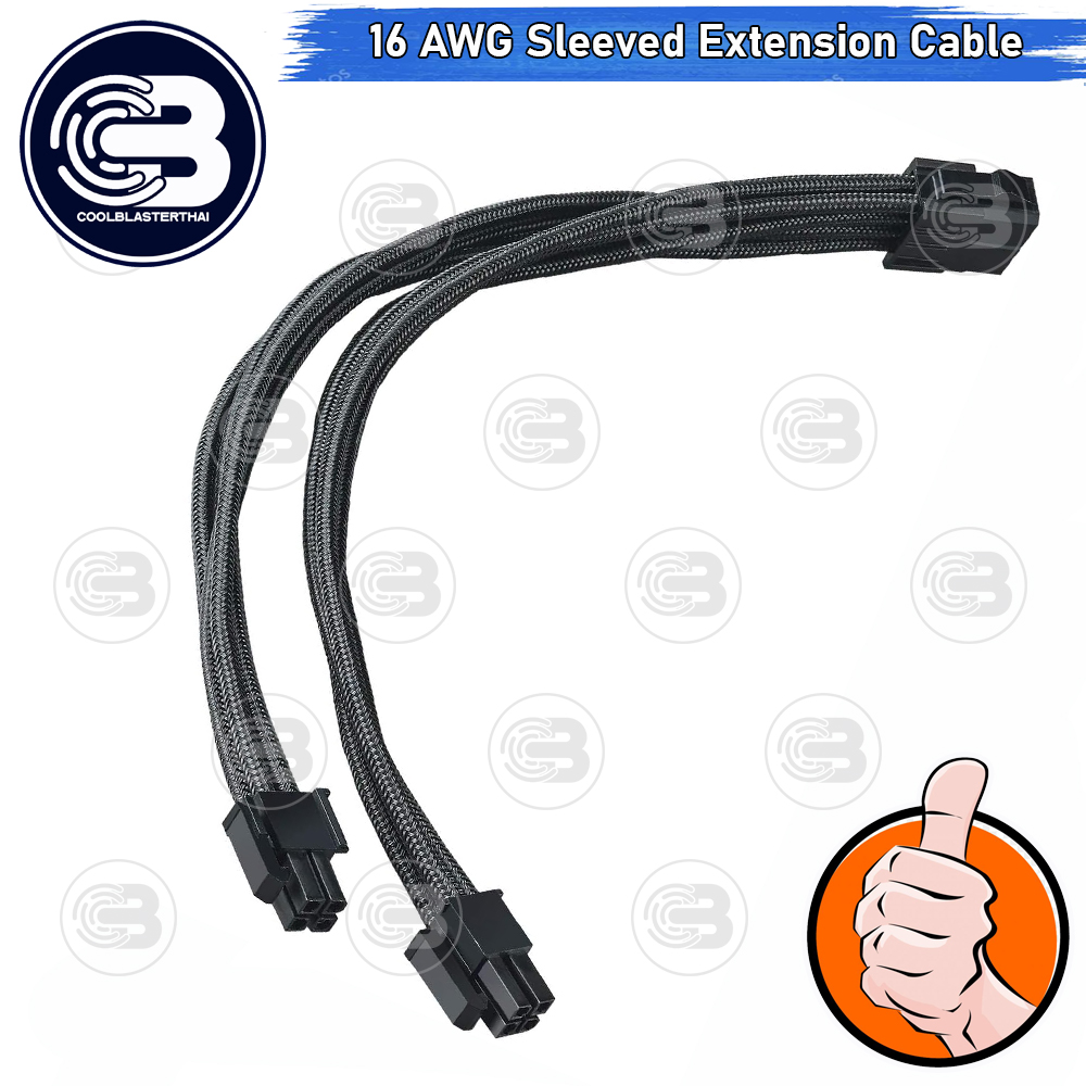 [CoolBlasterThai] 8-Pin (4+4) CPU 16 AWG SLEEVED EXTENSION CABLE BLACK