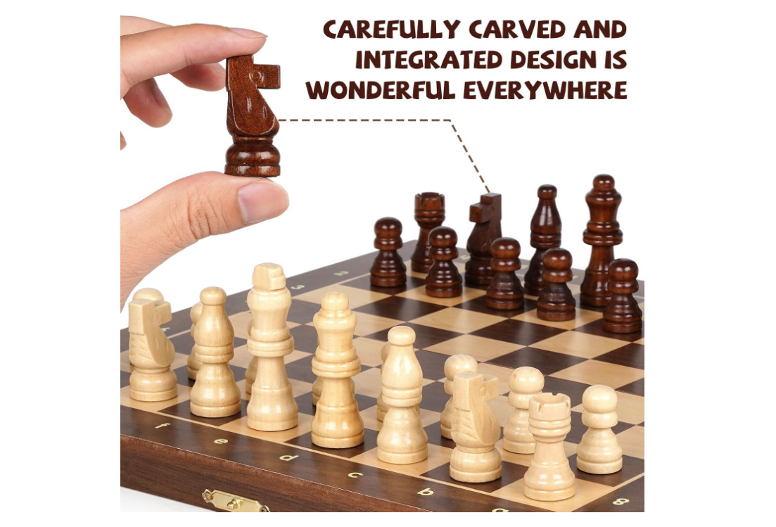 ชุดหมากรุกสากลไม้วอลนัท+MDF (แม่เหล็ก) Gold Knight Wooden Chess Set 1