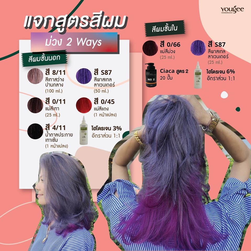 แท้พร้อมส่ง○ (รวมไฮ) Yougee Hair Color Cream ยูจี ครีมย้อมสีผม ออแกนิก (โทนMettallicAsh,Ash) เลือกDeveloperในแชท