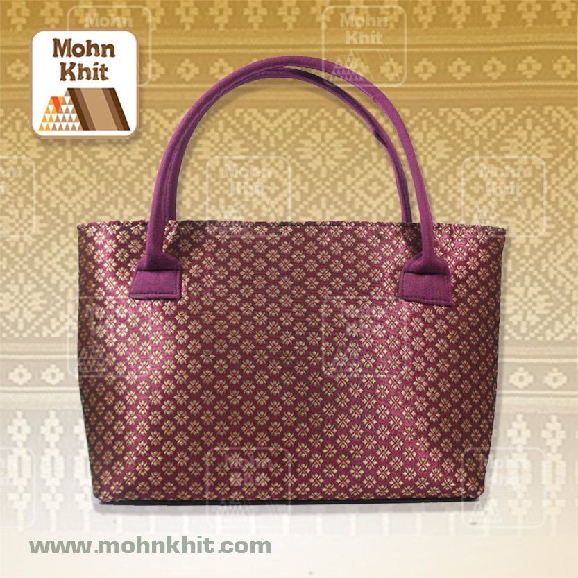 กระเป๋าผ้าไทย,กระเป๋าผ้าขิด กระเป๋าถือ กระเป๋าหิ้ว 10x19x19Cm//Khit Bag, Tote Bag, Tote Bag