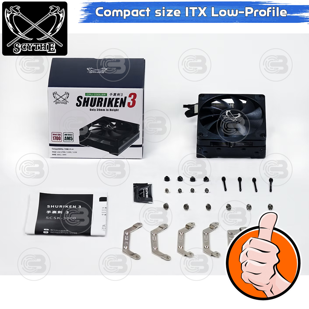 [CoolBlasterThai] SCYTHE SHURIKEN 3 Black Low-Profile CPU Cooler with 4 Heatpipes (AM5/LGA1851 Ready)
