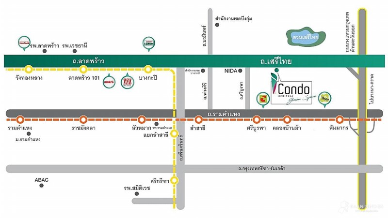 ขายคอนโดใกล้รถไฟฟ้า ย่าน เสรีไทย รามคำแหง คลองกุ่ม บึงกุ่ม : ไอคอนโด กรีนสเปซ เสรีไทย iCondo Green Space : 35.77 ตร.เมตร