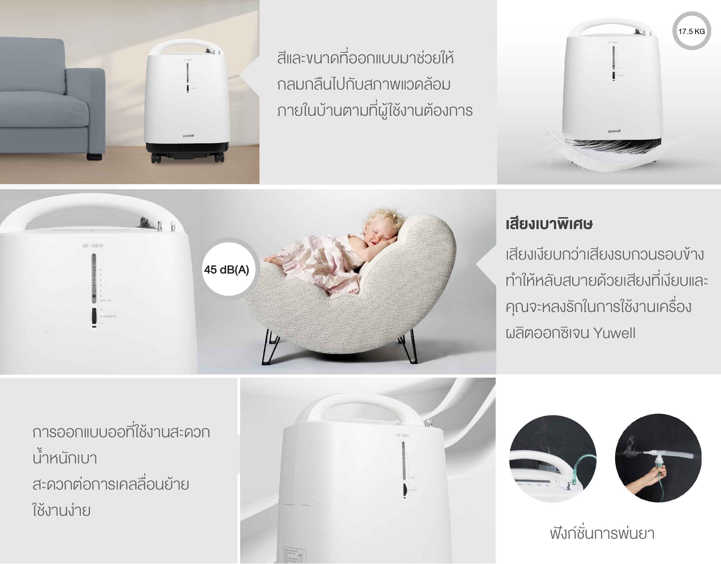 เครื่องผลิตออกซิเจน 5 ลิตร Yuwell รุ่น 9F-5BW