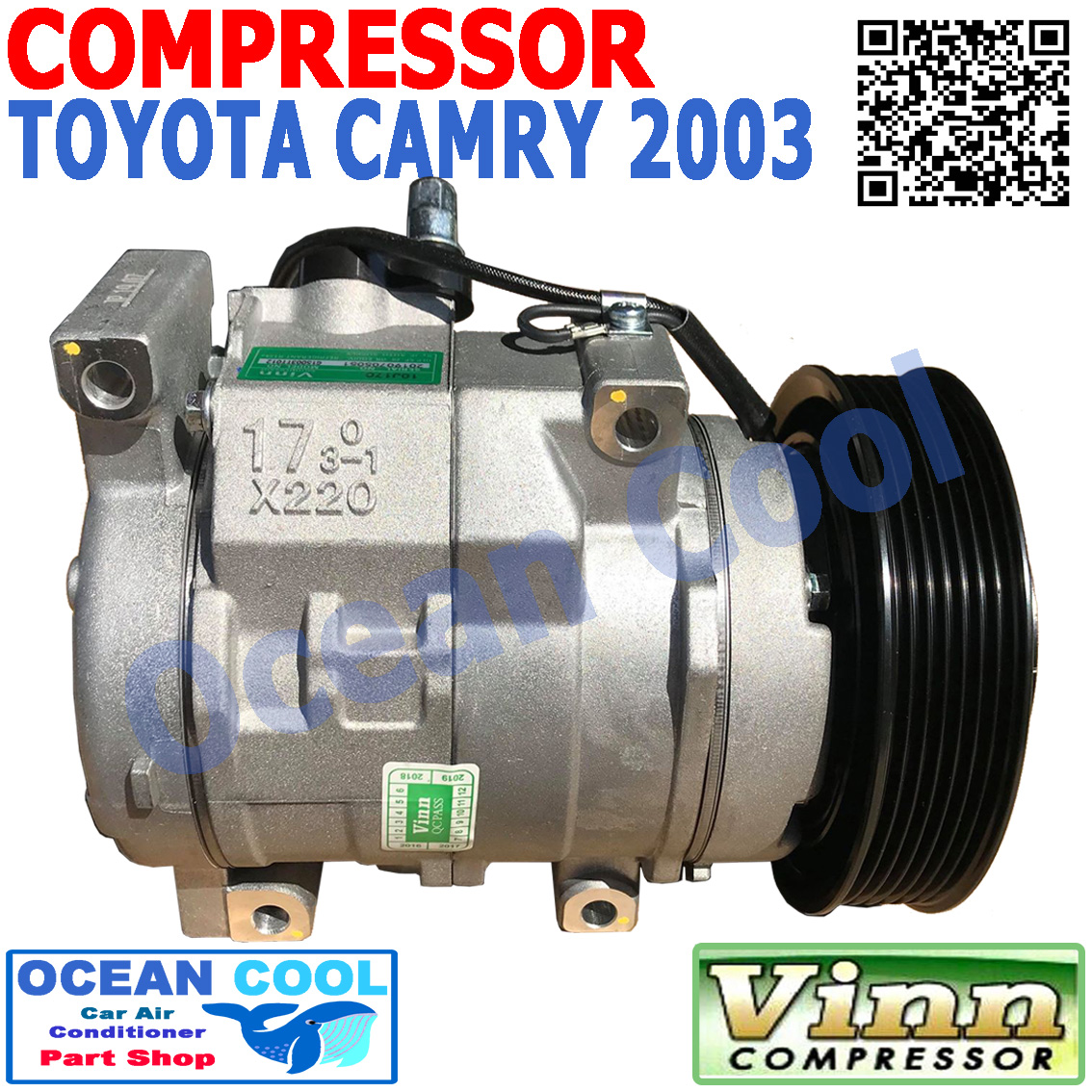 คอมเพรสเซอร์ แคมรี่ ACV30 ปี 2002 - 2006 COM0059 10S17C Compressor TOYOTA CAMRY ACV30 คอมแอร์รถยนต์ คอม แอร์ คอมแอร์ 2003 2004 2005 2546 2547 2548