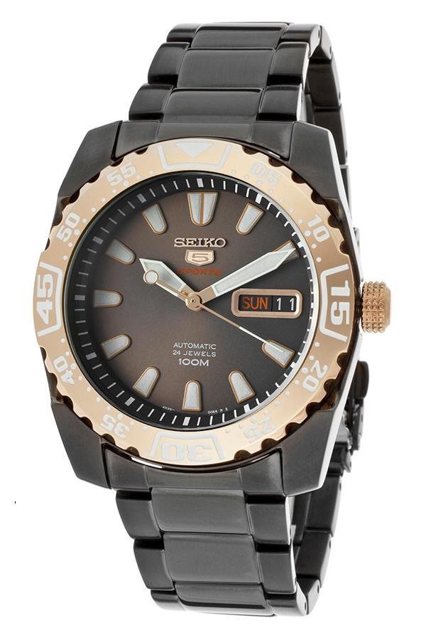Seiko 5 Spor Automatic นาฬิกาข้อมือผู้ชาย สายสแตนเลส รุ่น SRP172 - สีดำ