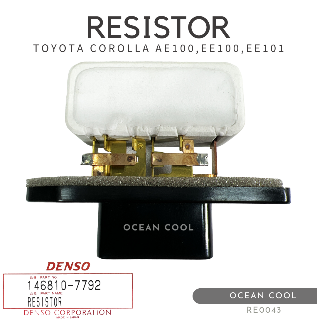 รีซิสแตนท์ โตโยต้า โคโรล่า EE100 , EE101, AE101 , AE100 (โฉม 3 ห่วง) เดนโซ่ RE0043 DENSO 146810-7792 RESISTOR TOYOTA COROLLA AE100 EE100 EE101 AE101 รีซิสเตอร์