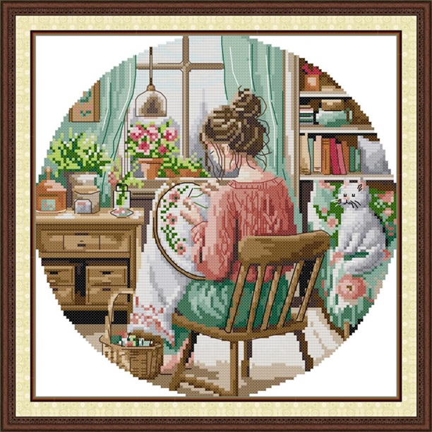Embroidery girl (ไม่พิมพ์/พิมพ์ลาย)
