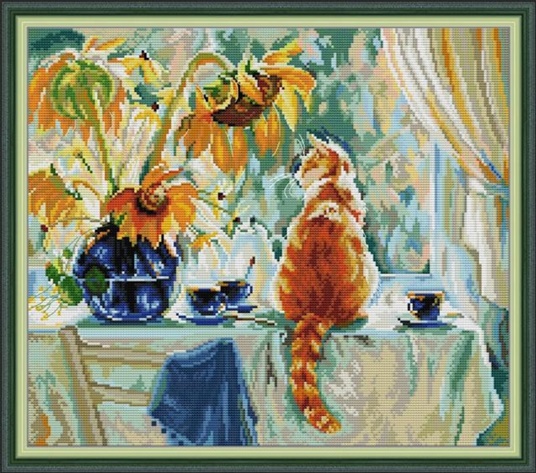 Cat and Sunflower (พิมพ์ลาย)