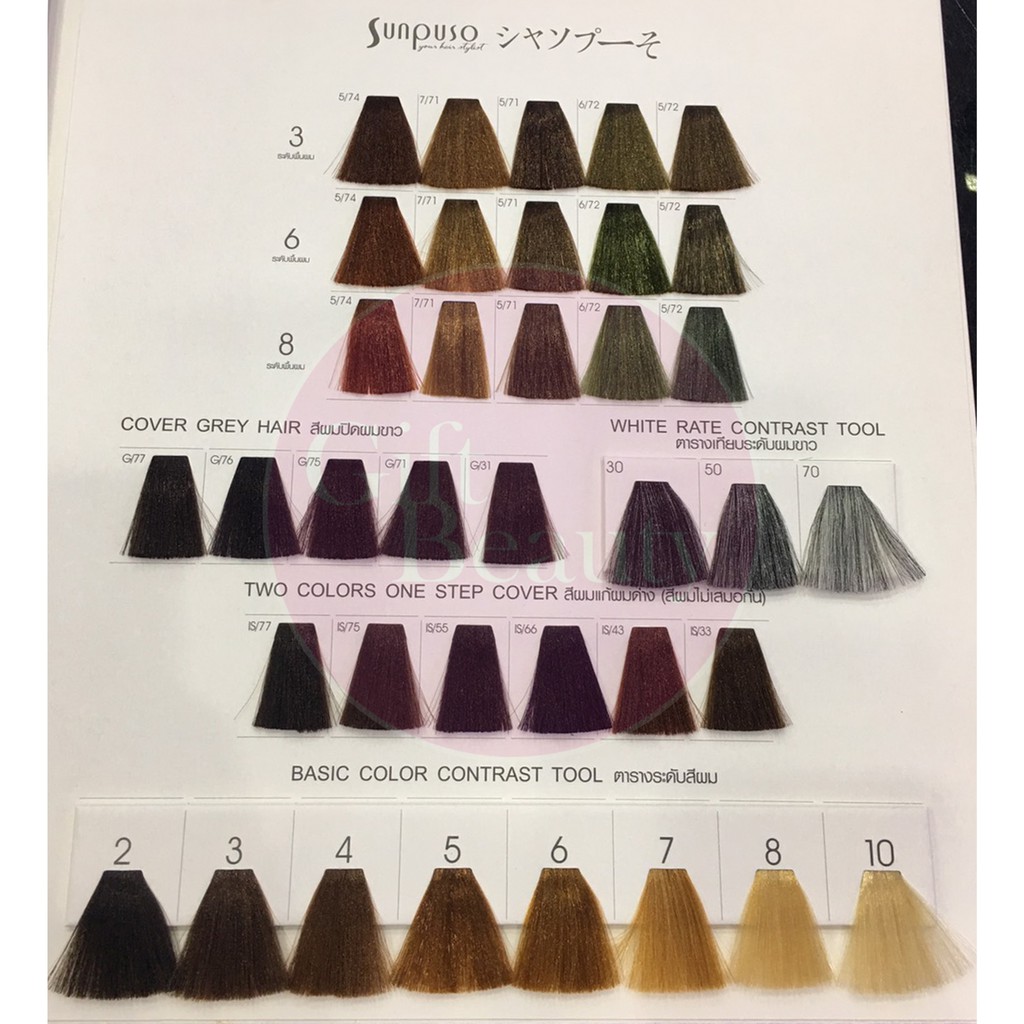 แท้พร้อมส่ง○ (รวมไฮ) (โทนแฟชั่น) SUNPUSO Hair Color Cream ซันปุโซะ ครีมย้อมสีผม