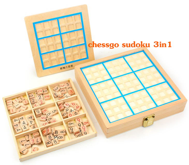 ซูโดกุไม้ 3in1 (กล่องฝาล็อค) Wooden Sudoku