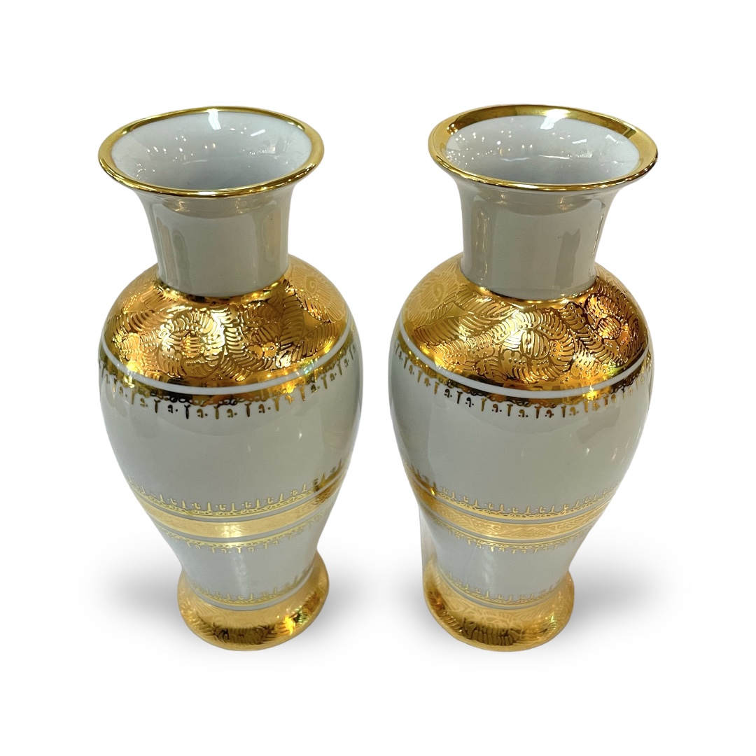 ชุดเบญจรงค์ สีขาวทอง ขนาด 10 นิ้ว