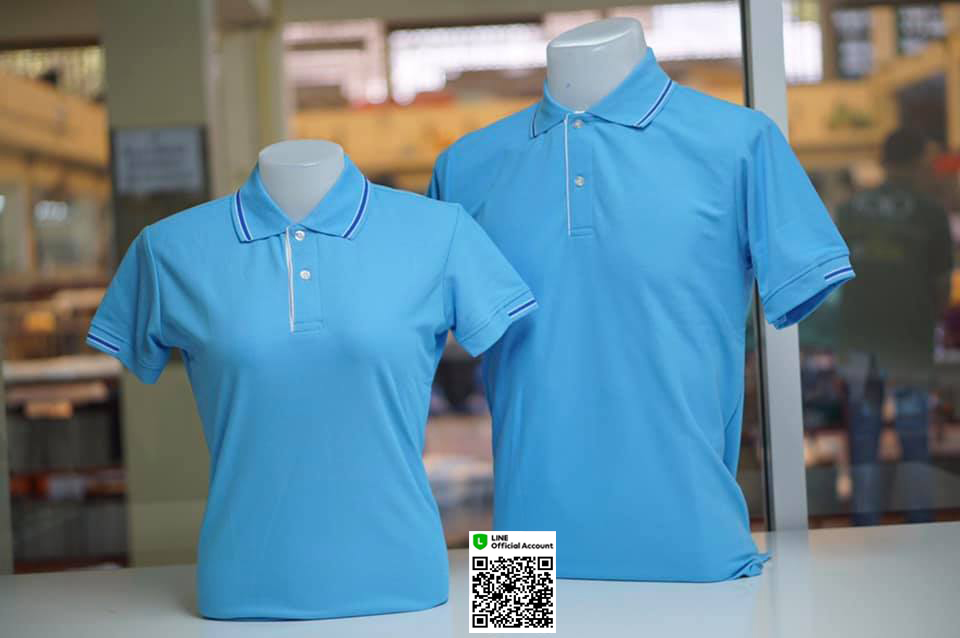 PLEN POLO เสื้อโปโล เสื้อคอปก เสื้อยูนิฟอร์ม ฟ้าขลิบปกเล็ก