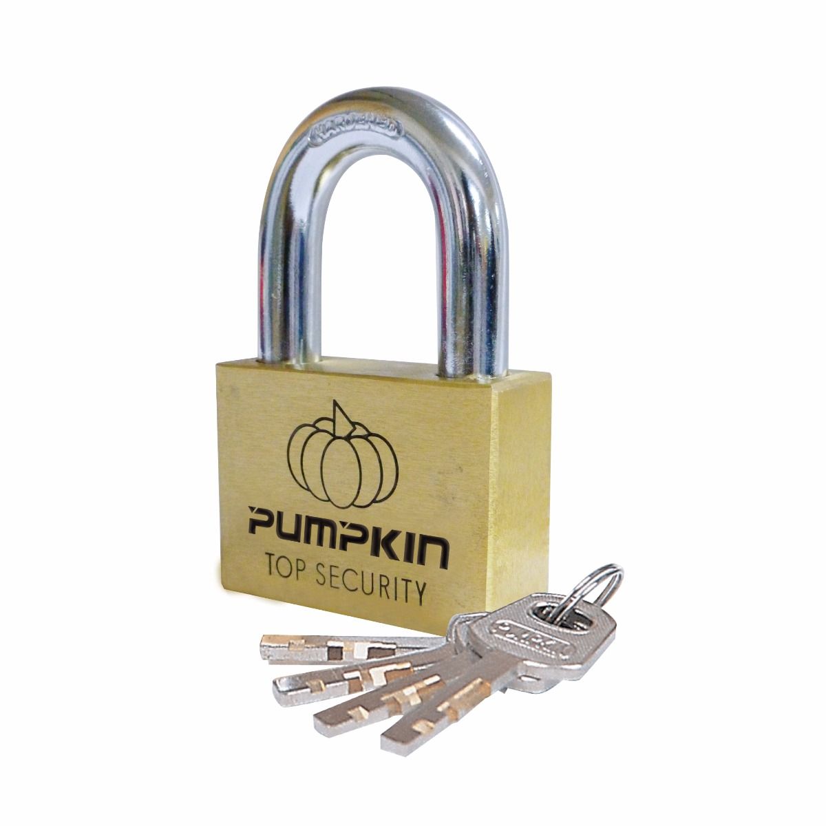 กุญเเจแขวน ทองเหลือง รุ่นเหลี่ยม คอยาว 45mm PUMPKIN(39207)