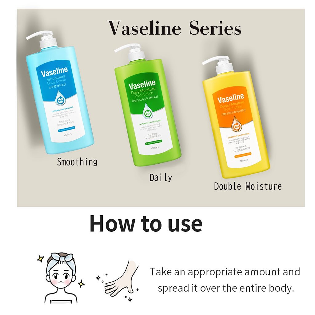 Vaseline Body Lotion 1000ml. (Made in Korea) บอดี้โลชั่นไซซ์ใหญ่ (1ขวด)