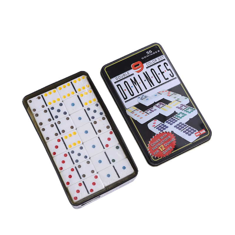 โดมิโน่เมลามีนกล่องเหล็กชุดพรีเมี่ยม Domino Melamine Iron Box Set