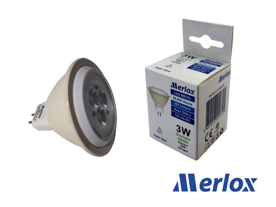หลอด MR16 LED 12V 3W 6500K GU5.3 MERLOX