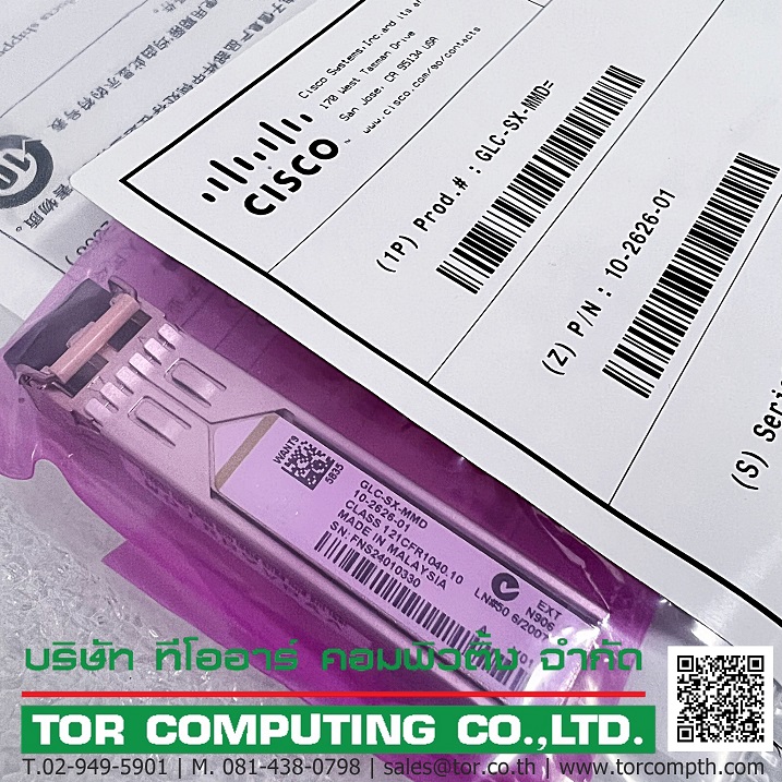 Cisco GLC-SX-MMD= [TorCompTH Thailand ขาย จำหน่าย ราคา] Cisco 1000BASE-SX SFP transceiver module, MMF, 850nm, DOM