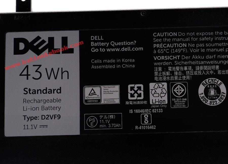 Battery Dell Vostro 14 รุ่น 5459 แบตเตอรี่ D2VF9 ของแท้รับประกันศูนย์ Dell Thailand On-site Service