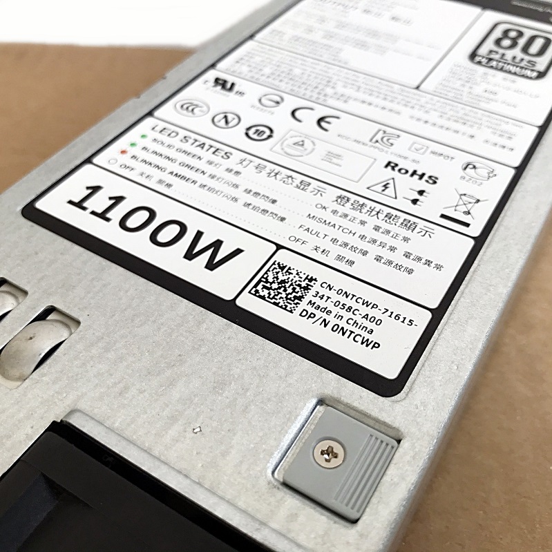 Dell 0NTCWP / 0CC6WF [TorCompTH Thailand - ขาย จำหน่าย ราคา] Dell 1100W 80 Plus Power Supply for R520 R620 R720 R820