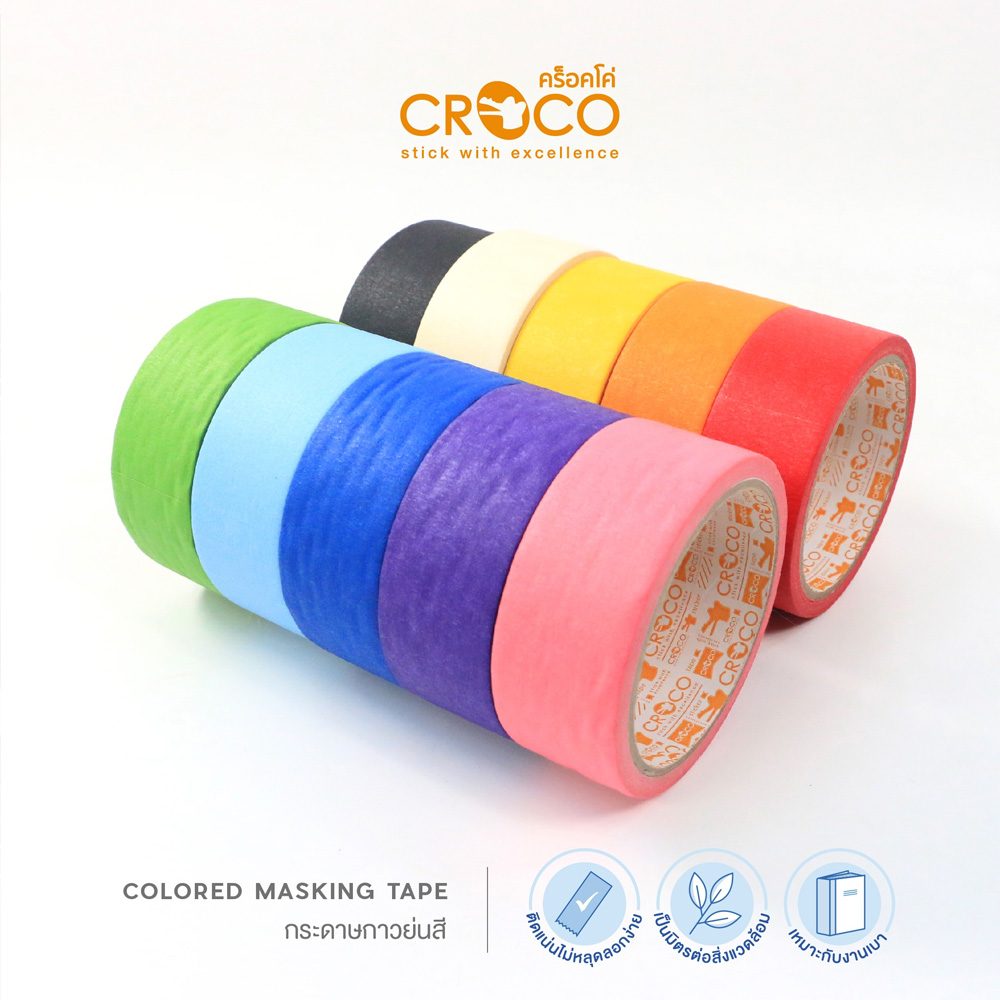 เทปย่น เทปกระดาษ เทปหนังไก่ หลากสี ฉีกได้ ยาว 10 หลา