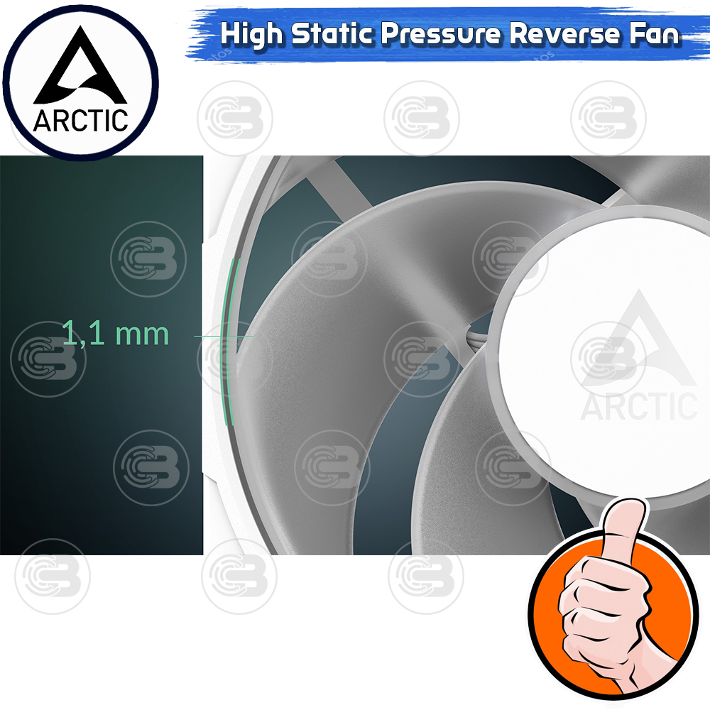 [CoolBlasterThai] ARCTIC P12 PRO REVERSE PST A-RGB WHITE (size 120 mm.) X3 Value Pack PC Fan Case ประกัน 6 ปี