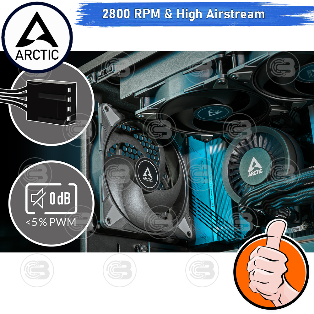 [CoolBlasterThai] ARCTIC P14 Max Black 2800 RPM (size 140 mm.) X5 Value Pack PC Fan Case ประกัน 6 ปี