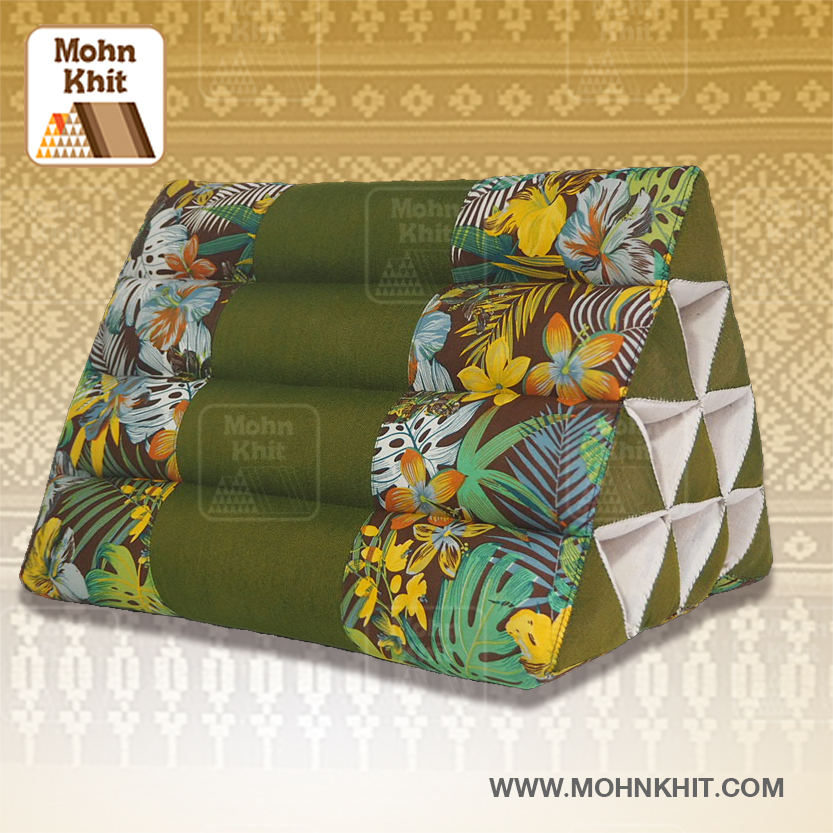 หมอนสามเหลี่ยม10ช่อง 50x28x30Cm.Decorate design Triangle kapok Traditional Floor Cushions 10 holes.
