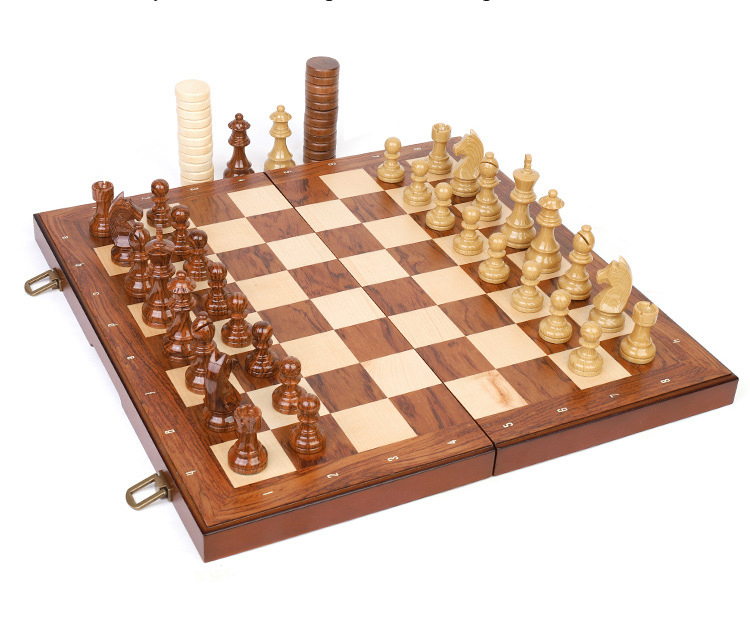 ชุดหมากรุกสากลไม้ 2in1 German Knight Staunton Wooden Chess Set 1