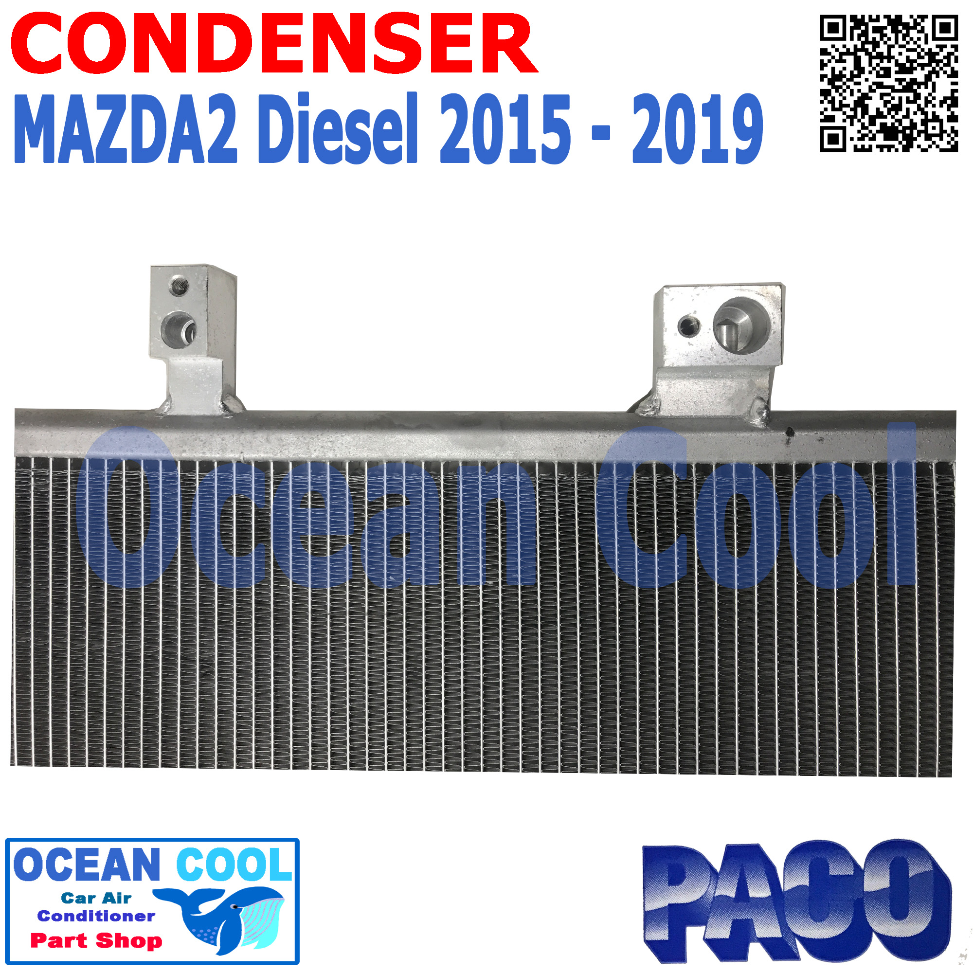 แผงแอร์ มาสด้า 2 ดีเซล 2015 - 2019 สกายแอคทีฟ DJ CD0061 CONDENSER Mazda 2 skyactive Desiel paco รังผึ้งแอร์ แผงรังผึ้ง แผงคอยล์ร้อน คอนเดนเซอร์ อะไหล่ แอร์ รถยนต์