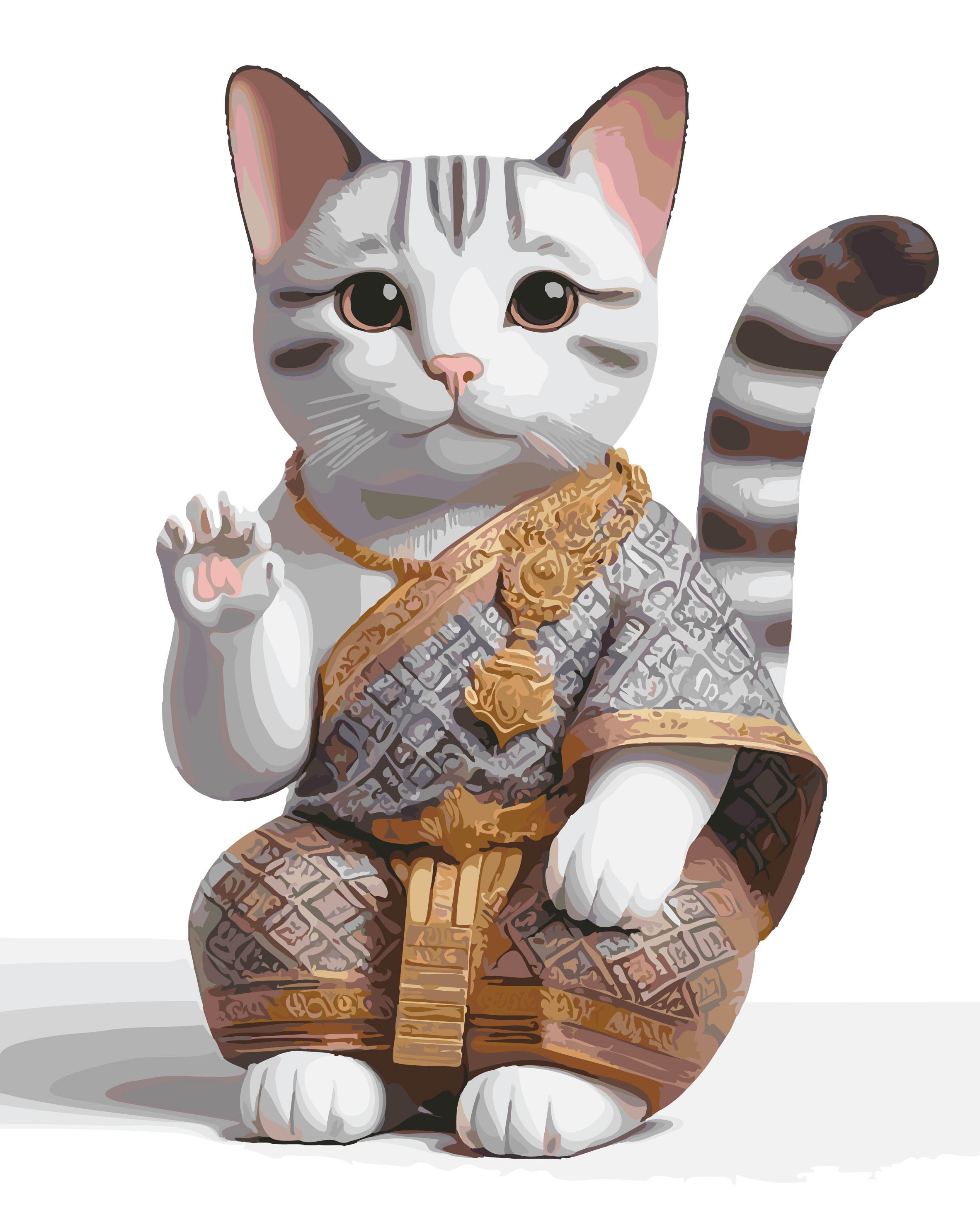 RC017 ภาพระบายสีตามตัวเลข "น้องเหมียวแมวกวัก"