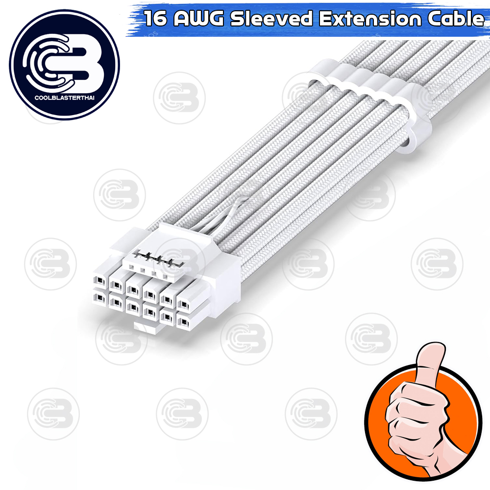 [CoolBlasterThai] 16 Pin(12+4) 12VHPWR PCIe 5.0 16 AWG Sleeved Extension Cable White
