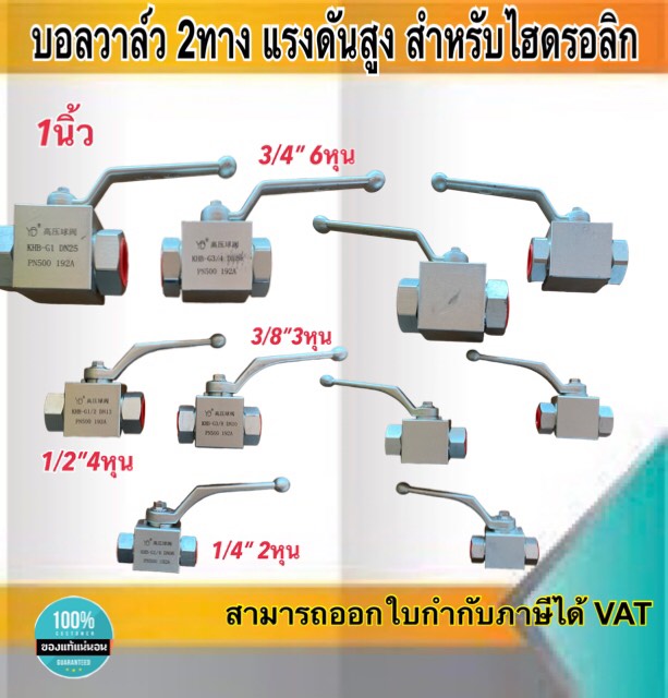 บอลวาล์ว2ทาง บอลวาล์วแรงดันสูง สำหรับไฮดรอลิก บอลวาล์วไฮดรอลิก ขนาด1นิ้ว #22112