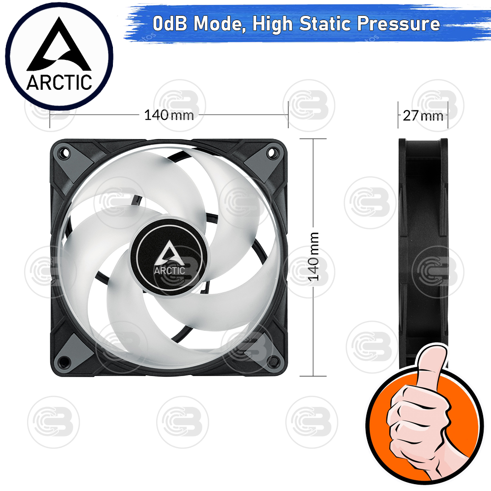 [CoolBlasterThai] ARCTIC P14 PWM PST A-RGB 0dB (size 140 mm.) PC Fan Case ประกัน 6 ปี