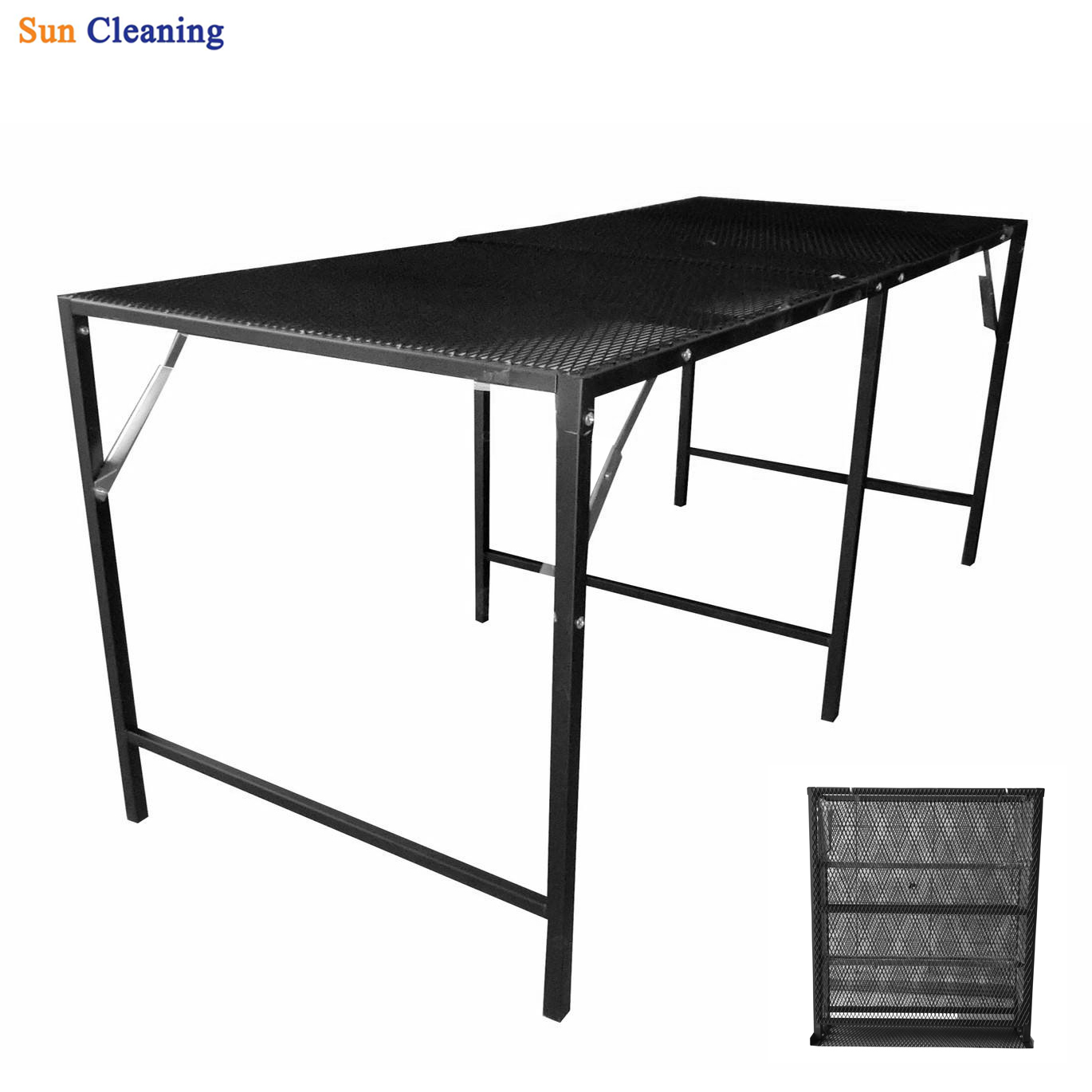 Sun Brand โต๊ะตะแกรงเหล็กสีดำ 75x180x75 cm.