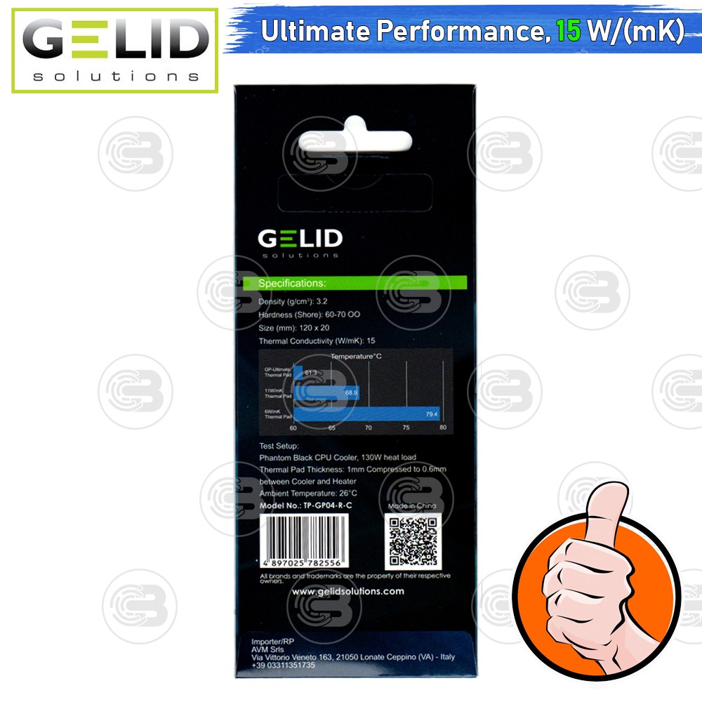 [CoolBlasterThai] GELID GP-ULTIMATE Thermal Pad (1 PCS) 120x20x1.5 mm./15.0 W/mK (TP-GP04-R-C)
