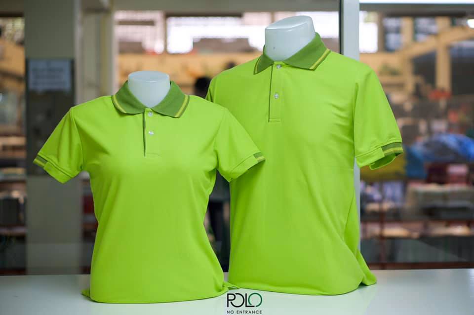 เสื้อโปโล สีเขียวตองปกเข้ม