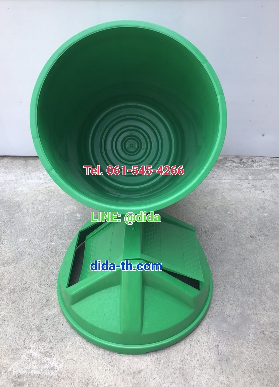 ถังขยะแยกประเภท ถังขยะพลาสติก ทรงกลม ฝาแกว่ง 100 ลิตร