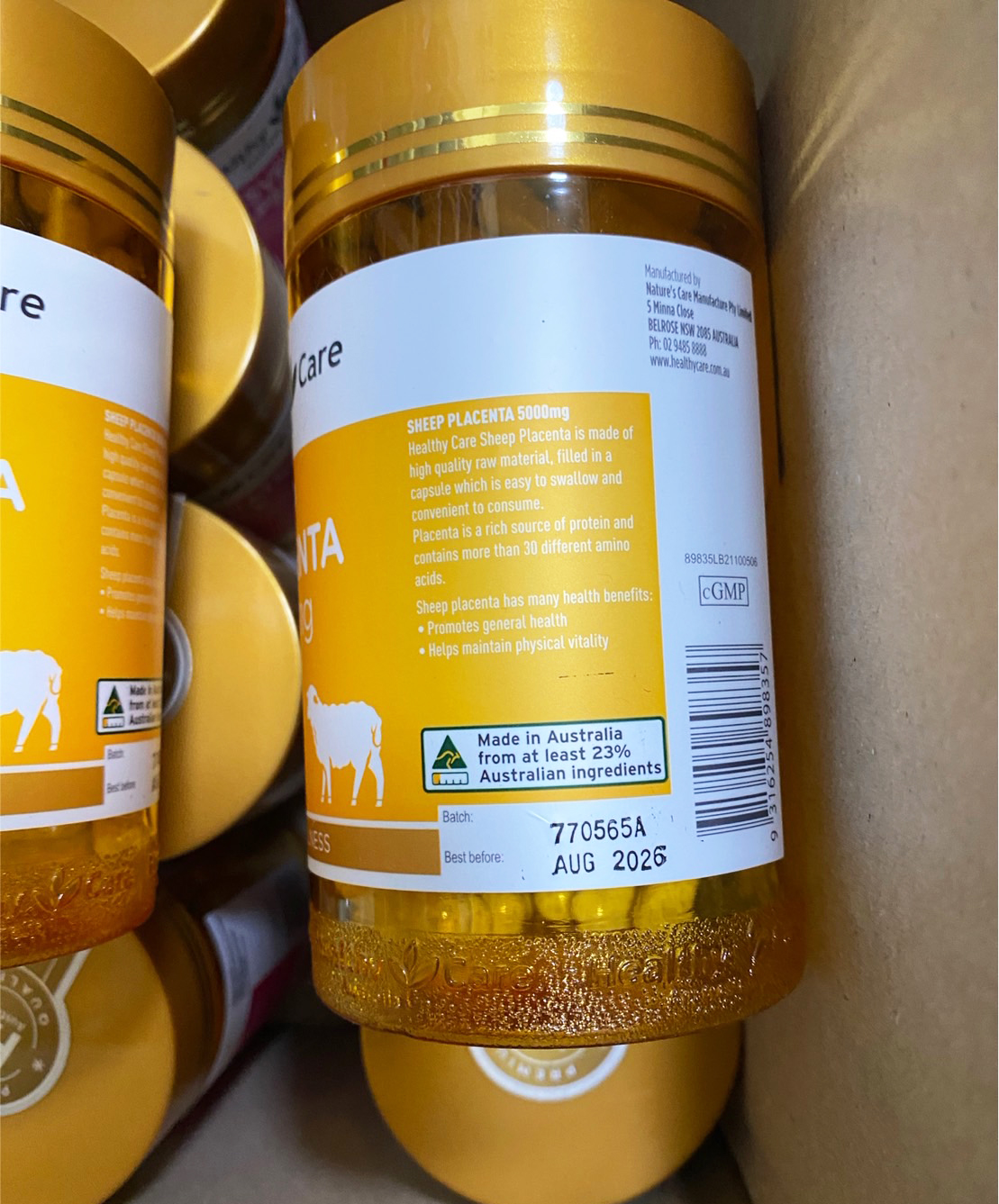 อาหารเสริมรกแกะสกัดเข้มข้น Healthy Care Sheep Placenta 5000mg 100 แคปซูล