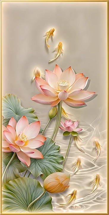 Lotus and fish (พิมพ์ลาย)