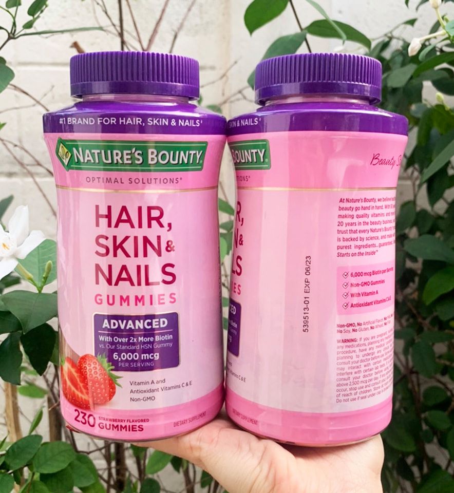 Nature's Bounty Advanced Hair Skin Nails Gummies 230 Gummies รุ่น Advanced ไบโอติน 2 เท่า สำหรับผมเสียมาก